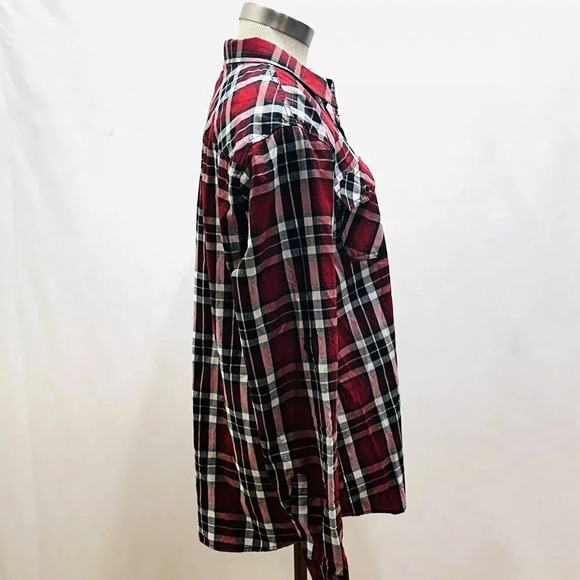 NWT EIGHTY EIGHT Men Long Sleeve Button Down Red White Plaid Dress Shirt Size L - Picture 6 of 9